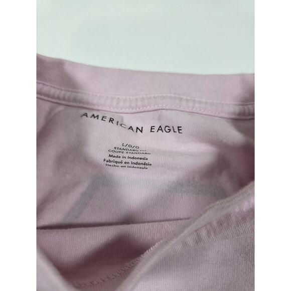 American Eagle Shirt Adult Large Pink Spellout Big Logo Graphic Tee Cotton Mens - Picture 4 of 4